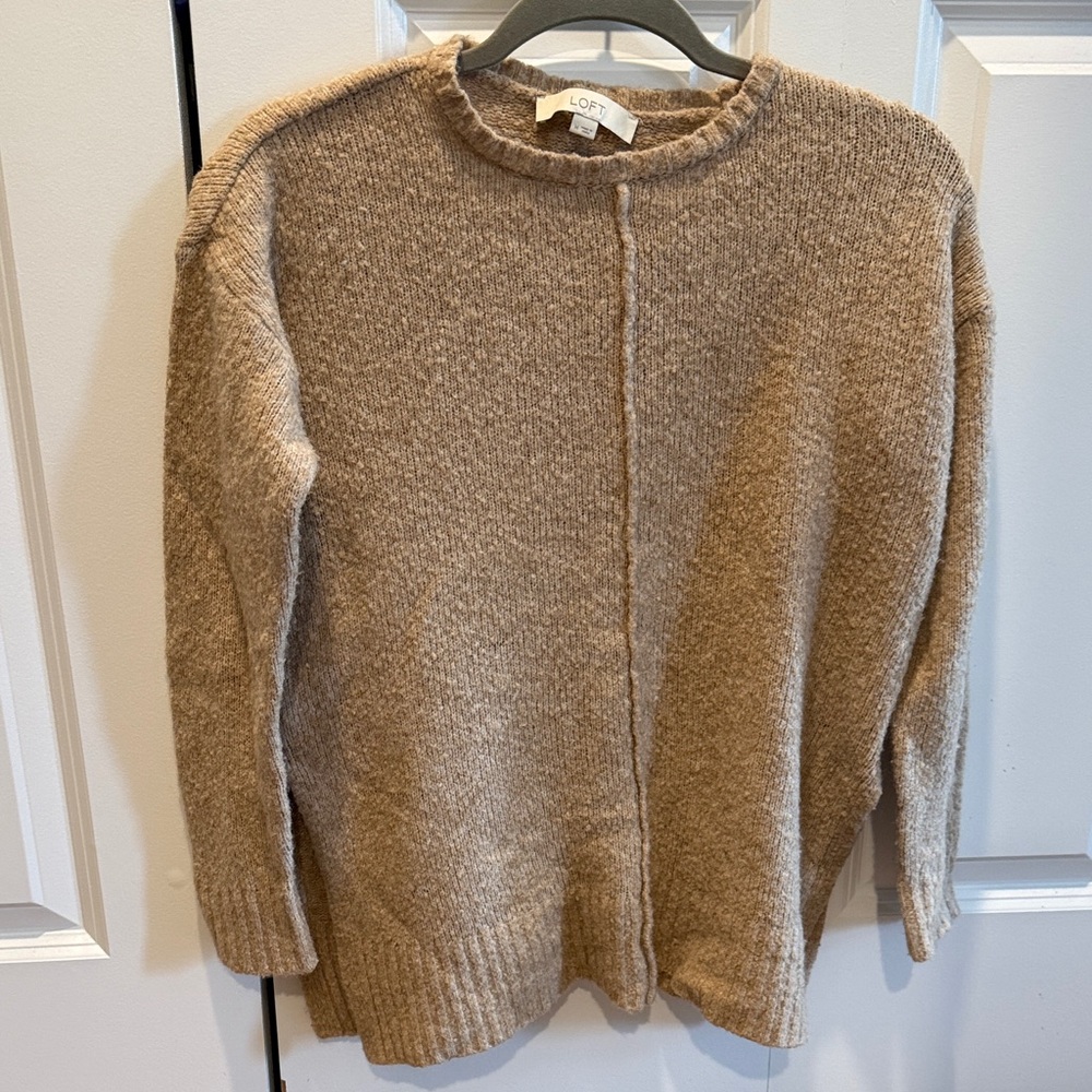 LOFT Tan Crew Neck Sweater